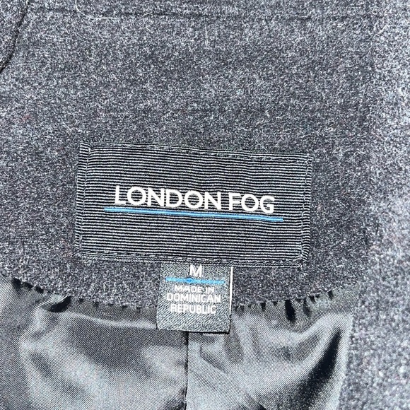 London Fog wool blend pea coat medium black gray button down winter outdoors - Picture 10 of 12